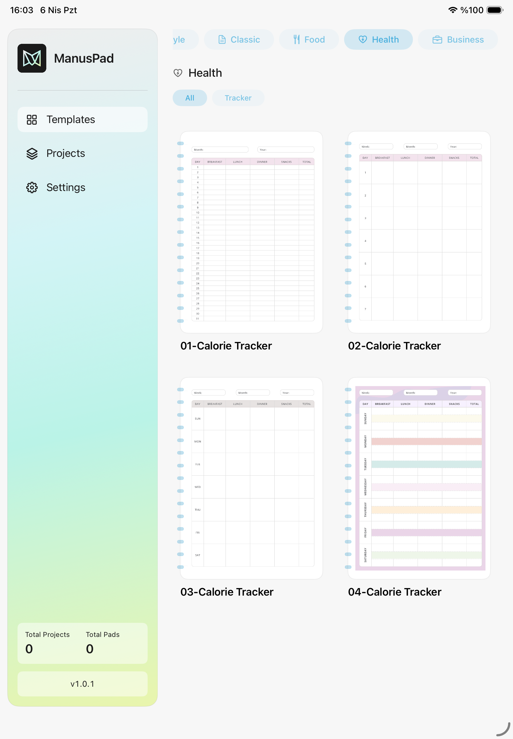 A detailed template preview flow designed to help you choose the right layout quickly. screenshot